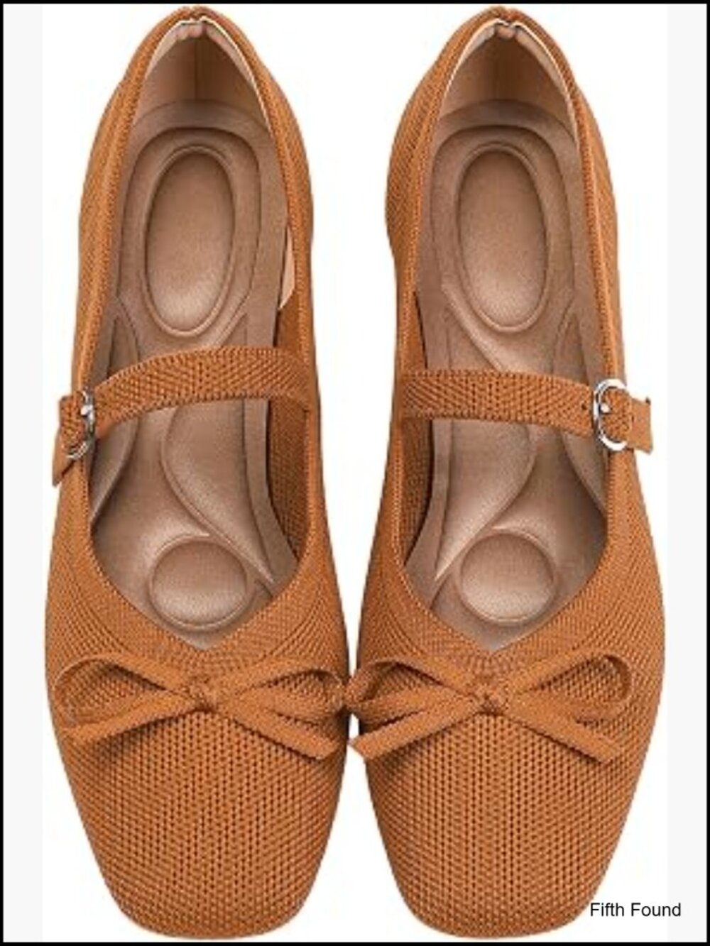 Knit Square Toe Mary Jane Flats with Ankle Strap Washable - Picture 1 of 7